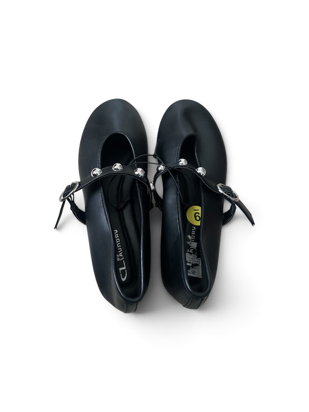 CL by Chinese Laundry Black Studded Strap Flats